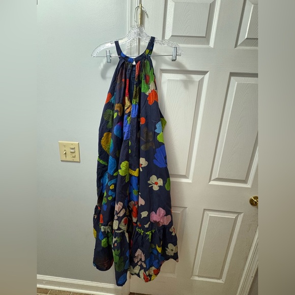ANTHROPOLOGIE Whit Two Floral Navy Halter Maxi Dress 2X - Picture 4 of 6